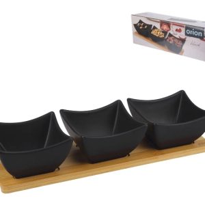 Miska porc.+bambus tácka servírovací set BLACK