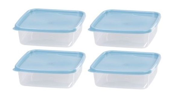 Dóza MagicHome Lunchbox set YH128 sada 4 ks, 1000 ml (17,7x17,7x5,8 cm), štvorco