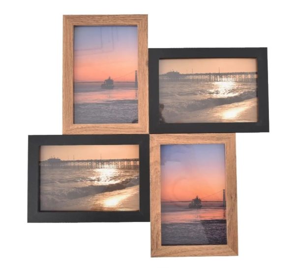 Fotorámik UH 4 fotky hnedý/čierny 35x2x25 cm