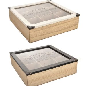 Box na čaj drevo 24x24x7 cm 2ASS