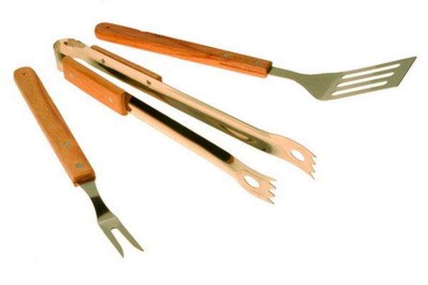 Náradie grilovacie nerez+drevo 38cm, sada 3ks