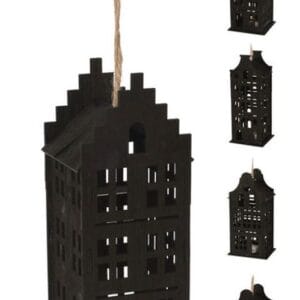 Domček drevo LED závesný čierny 9x7x19 cm 4ASS BauSHOP Stavebniny Široke Akcia 17174