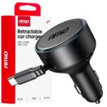Nabíjačka do auta výsuvná C kábel + USB C port 12/24V 60W AMiO-04368 BauSHOP Stavebniny Široke Akcia 19451