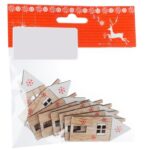 Ozdoba domček lepiaci 2,4x6cm sada 8ks drevo BauSHOP Stavebniny Široke Akcia 28153