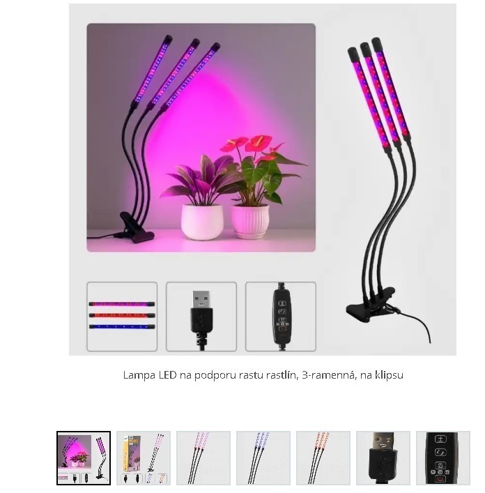Lampa LED na podporu rastu rastlín, 3-ramenná, na klip – BauSHOP Stavebniny Široke Lampa LED na podporu rastu rastlín, 3-ramenná, na klip BauSHOP Stavebniny Široke Akcia 28913