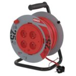 Predlžovací kábel na bubne 25 m / pevný stred / 4 zásuvky / červený / PVC / 230 BauSHOP Stavebniny Široke Akcia 29926