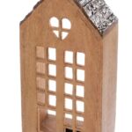 Svietnik drevo/kov MANGO domček v. 38,5 cm BauSHOP Stavebniny Široke Akcia 30757